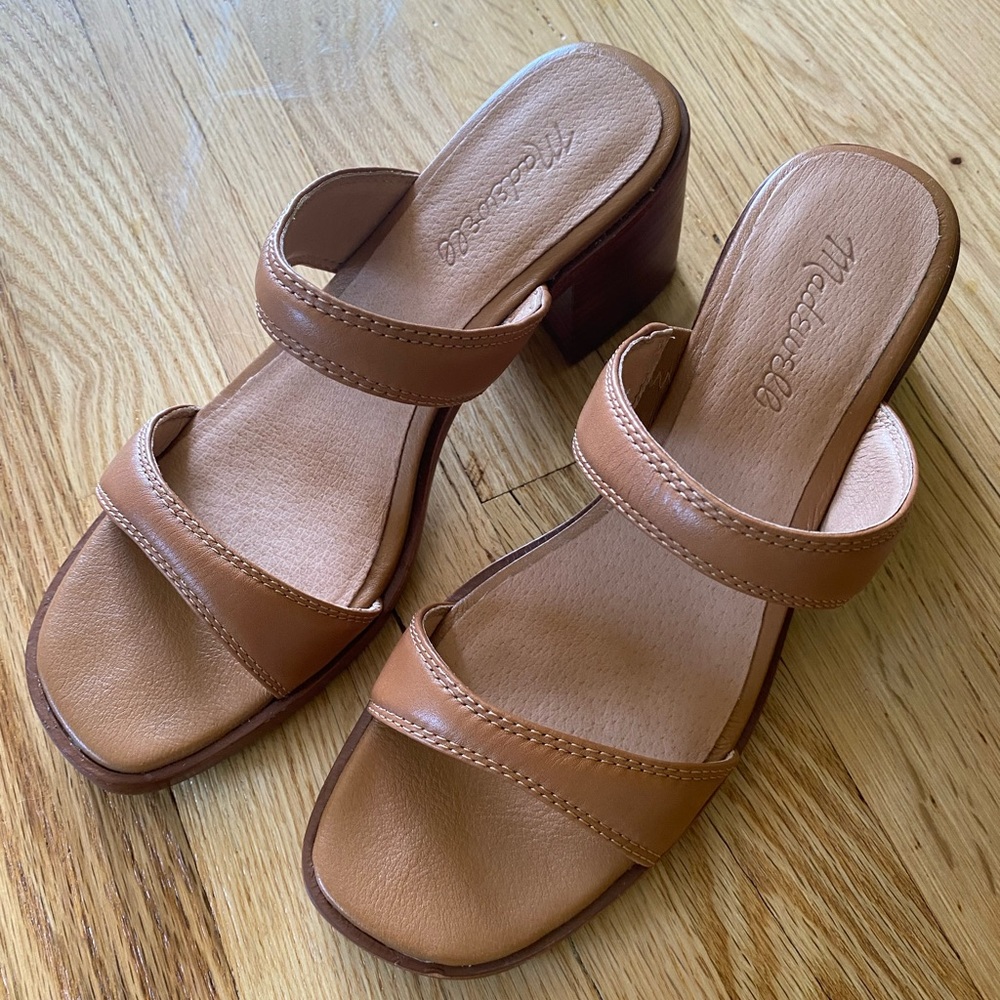 Madewell Sandals - The Saige Double-Strap Sandal in Leather